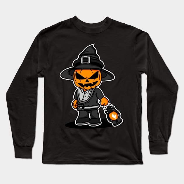 Jack O lantern Witch Long Sleeve T-Shirt by beanbeardy